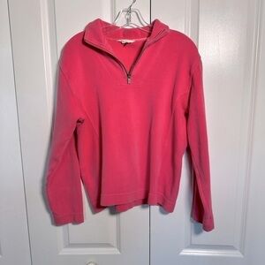 Tommy Bahama cotton fuchsia quarter zip sweater top, size medium